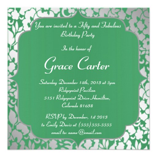 Metallic Emerald Green Happy Birthday Invitation
