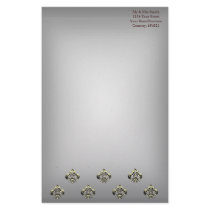 Metallic Fleur de lis (Gold) Personalized Stationery
