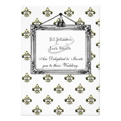 Metallic Fleur de lis (Gold) Wedding Announcement