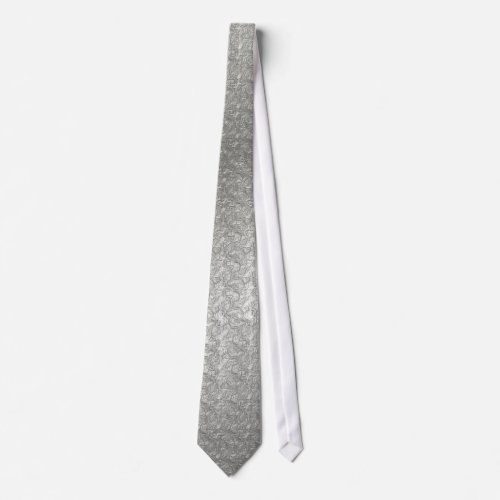 Metallic Flowing Silver Pattern on Necktie tie