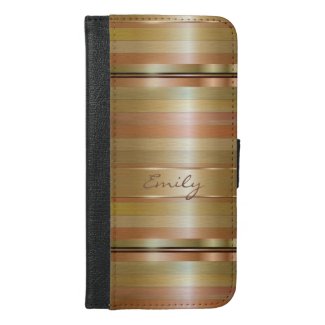 Metallic Gold And Copper Stripes Pattern Monogram