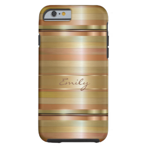 Metallic Gold And Copper Stripes Pattern Monogram Tough iPhone 6 Case