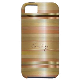 Metallic Gold And Copper Stripes Pattern Monogram iPhone 5 Cases