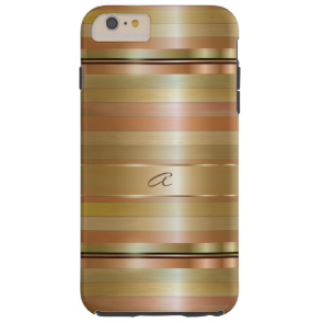 Metallic Gold And Copper Stripes Pattern Monogram Tough iPhone 6 Plus Case Metallic Gold And Copper Stripes Pattern Monogram Tough iPhone 6 Plus Case