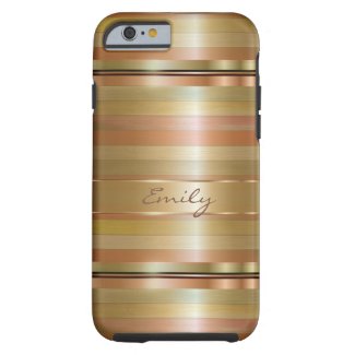 Metallic Gold And Copper Stripes Pattern Monogram iPhone 6 Case
