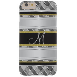 Metallic Gold And Silver Stripes Monogram Barely There iPhone 6 Plus Case