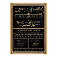 Metallic Gold & Black DIY Wedding Invitation