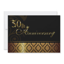 Metallic Gold Brocade 50th Anniversary Invitation invitation