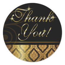 Metallic Gold Brocade Thank You sticker