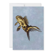 Metallic Gold Fish Custom Invites