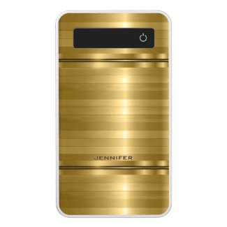 Metallic Gold Stripes Pattern Power Bank