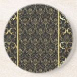 Metallic Gold Tones Vintage Floral Damasks Coasters