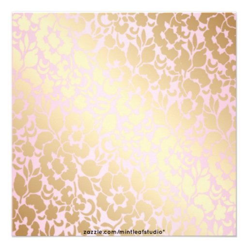 Metallic Golden Rose Pink First Communion Invite