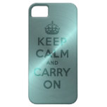 Metallic Green Keep Calm And Carry On iPhone 5 Covers