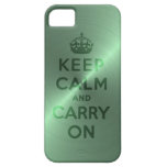 Metallic Green Keep Calm And Carry On iPhone 5 Case