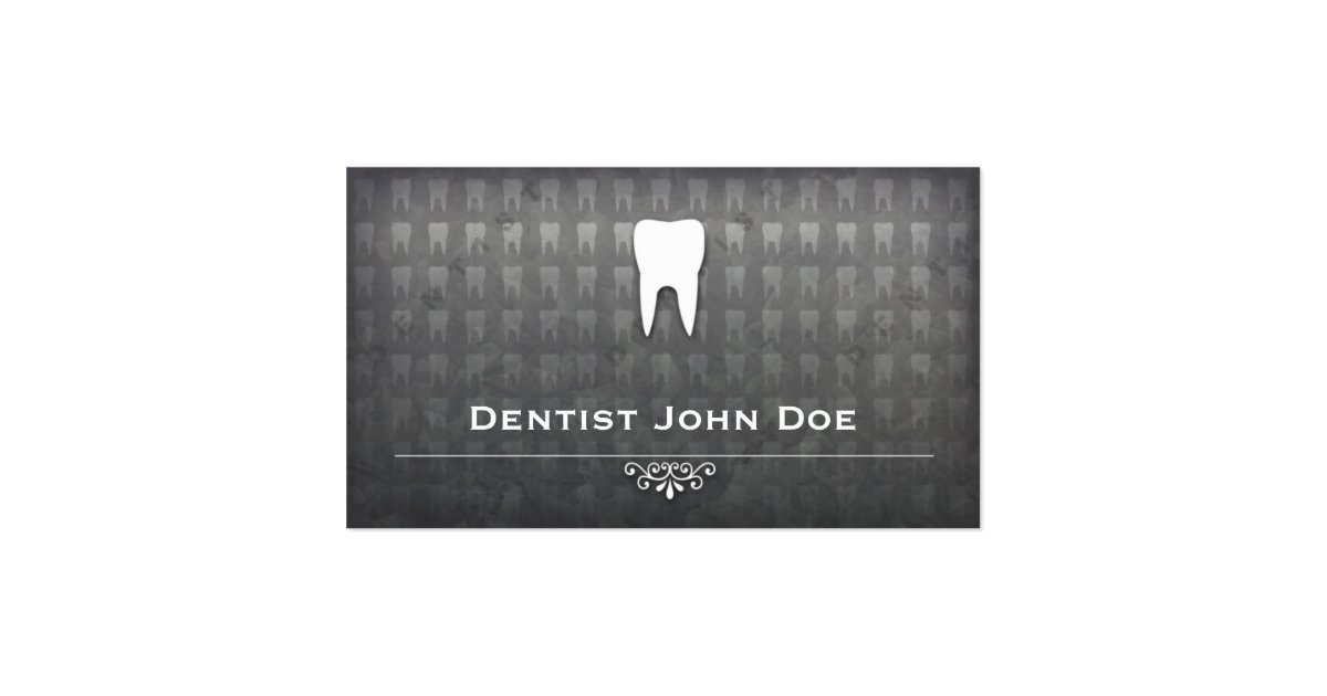 metallic grey dentist dental office business card Zazzle