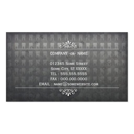 metallic grey dentist dental office business card (back side)