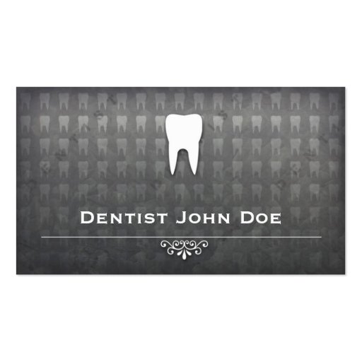 metallic grey dentist dental office business card (front side)