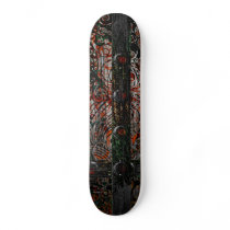 Metallic Grunge Paisley Red Rust Gray with Rivets Skate Decks