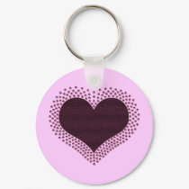 Metallic Heart Keychain, Burgundy