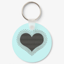 Metallic Heart Keychain, Gray