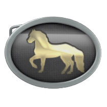Metallic Horse Belt Buckle 