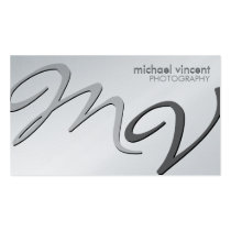 Metallic Monogram Photographer Business Card