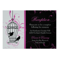 Metallic Pink & Black Swirly Birdcage Reception invitations