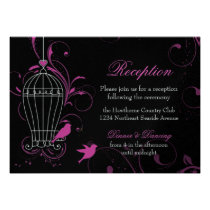 Metallic Pink & Black Swirly Birdcage Reception invitations