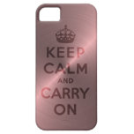 Metallic Pink Keep Calm And Carry On iPhone 5 Cases