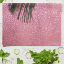 Metallic Pink Peacock Feather Still Life kitchen towels