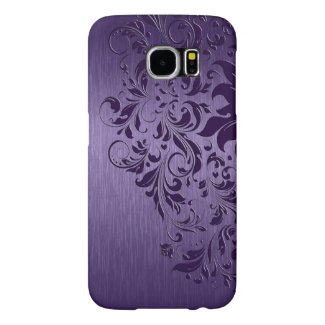 Metallic Purple Brushed Aluminum Purple Lace Samsung Galaxy S6 Cases