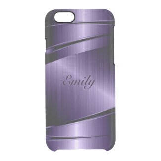 Metallic Purple Design Brushed Aluminum Look Uncommon Clearly™ Deflector iPhone 6 Case