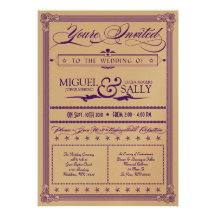 Metallic Purple & Gold DIY Wedding Invitation