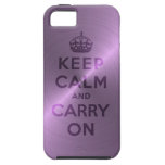 Metallic Purple Keep Calm And Carry On iPhone 5 Cases