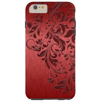 Metallic Red Background With Dark Red Lace Tough iPhone 6 Plus Case