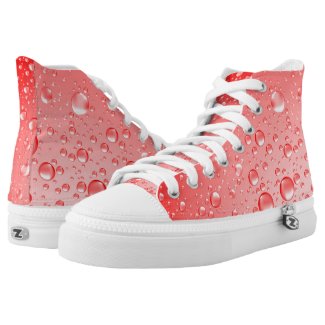 Metallic Red Water Droplets Printed Shoes
