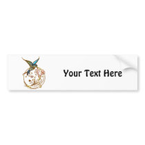 Metallic Scrollwork with Hummingbird & Flowers Bumper Stickers