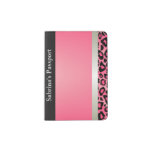 Metallic Silver and Pink Leopard | Personalize Passport Holder