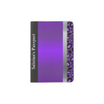 Metallic Silver and Purple Leopard | Personalize Passport Holder