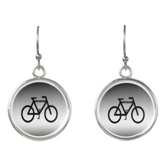 Metallic Silver Black Cycling Sports Drop Earrings