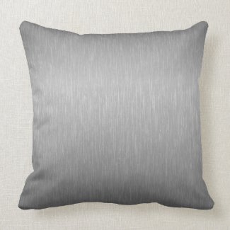 Metallic Silver Gray Brushed Aluminum Look Pillow