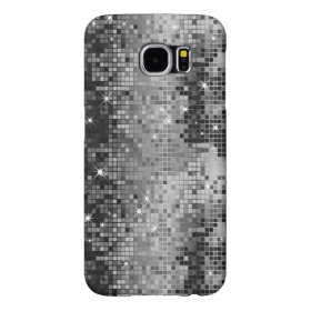 Metallic Silver Sequins Look Disco Mirrors Bling Samsung Galaxy S6 Cases
