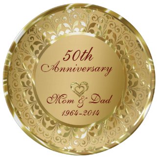 Metallic Sparkling Gold 50th Anniversary Porcelain Plate