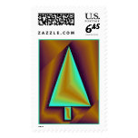 Metallic Teal Brown Christmas Tree Modern Edgy postage