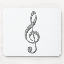 Metallic Treble Clef Mousepads