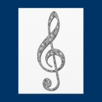 Metallic Treble Clef postcards