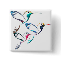 Metallic Tropical Hummingbird Pinback Buttons