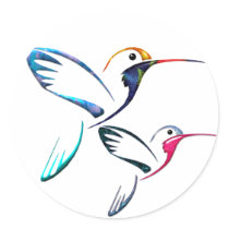 Metallic Tropical Hummingbird Round Stickers