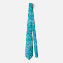 Metallic Turquoise Sequins Look Disco Mirrors Necktie